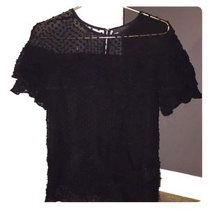 Black Edie Top in Textured Dot